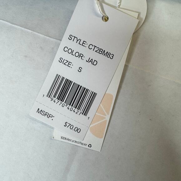 Citrus Faux Wrap Racerback Bikini Top Geometric Green Pullover Small NWT - Picture 6 of 8